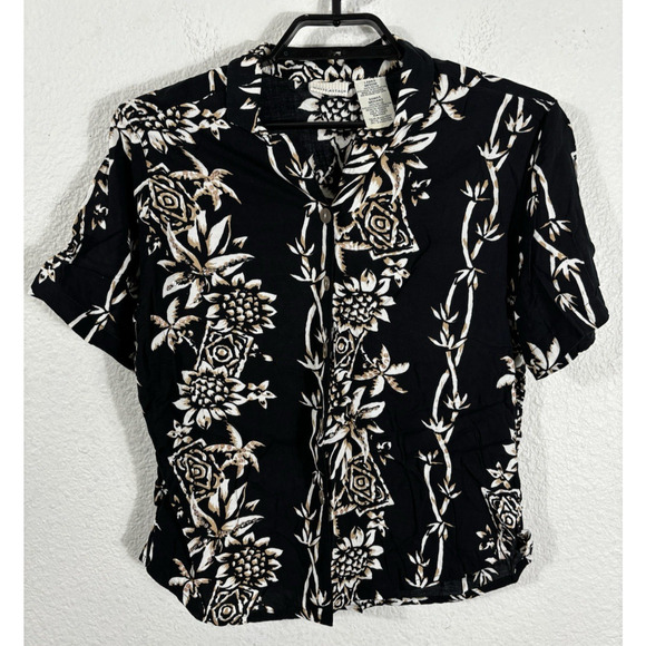 White Stag Tops - Vintage White Stag Hawaiian Shirt Womens Size L Rayon Floral Beaded